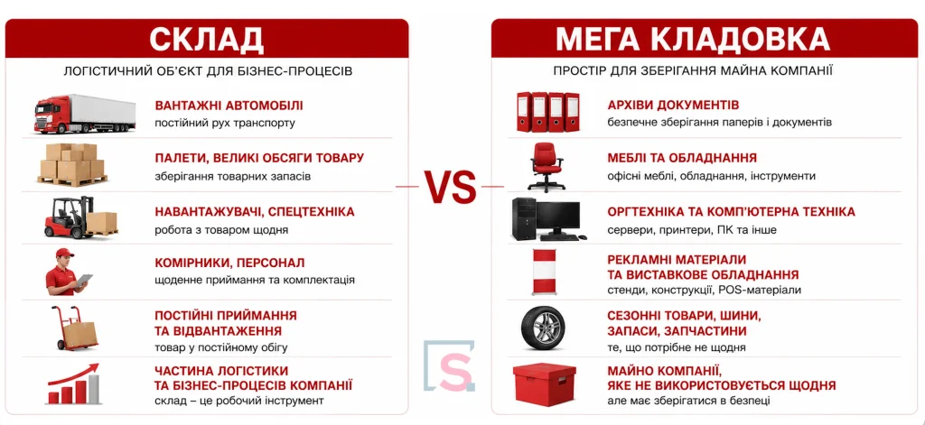 Порівняння складу та мега кладовки